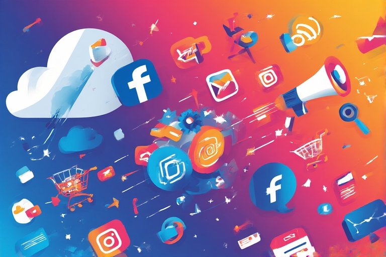 Illustration représentant la stratégie marketing digitale au Maroc incluant SEO, publicité et réseaux sociaux
